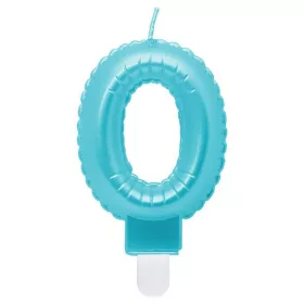 Kék 0-ás Pearly Light számgyertya, tortagyertya