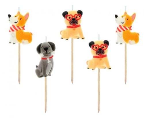Kutyás Corgi tortagyertya, gyertya szett 5 db-os