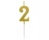 Arany Metallic számgyertya, tortagyertya 2-es