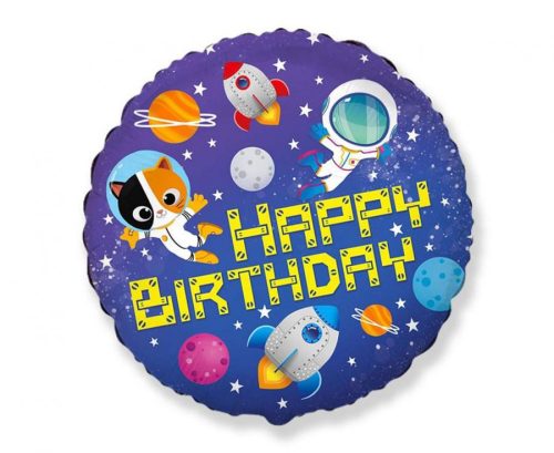 Happy Birthday Space, Űr fólia lufi 46 cm (WP)