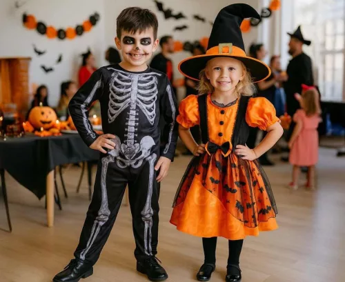 Csontváz és Bohóc Skeleton kifordítható jelmez 130/140 cm