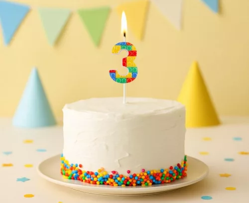 Építőkocka 3-as Pick Blocks tortagyertya, számgyertya