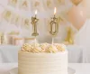 Arany Champagne Crown 0-ás számgyertya, tortagyertya 6 cm