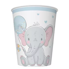 Baby elefánt Blue Balloon papír pohár 8 db-os 250 ml