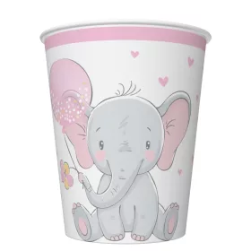Baby elefánt Pink Balloon papír pohár 8 db-os 250 ml