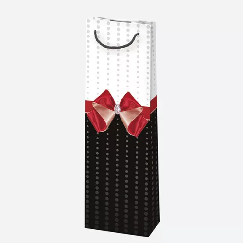 Színes Bow papír italtáska 10,5x33x8,5 cm