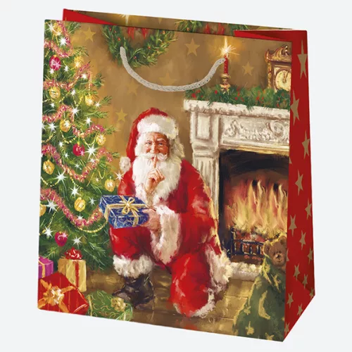 Karácsonyi Gift Giving papír ajándéktasak, ajándékzacskó 15,5x15,5x8 cm