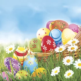 Húsvét Eggs and Daisies szalvéta 20 db-os 33x33 cm