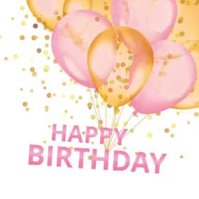   Happy Birthday Gold & Pink Balloons szalvéta 20 db-os 33x33 cm
