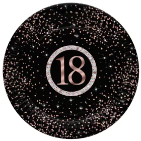 Happy Birthday 18 Rose Gold papírtányér 8 db-os 18 cm