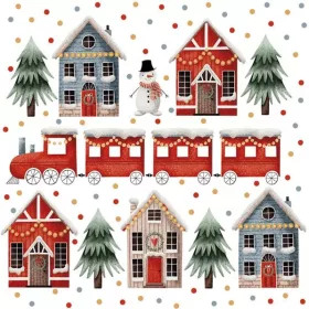 Karácsonyi Houses & Train szalvéta 20 db-os 33x33 cm