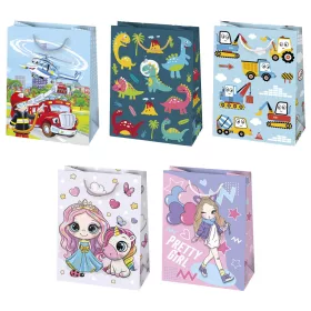   Színes Party papír ajándéktasak, ajándékzacskó 40,5x56x25 cm