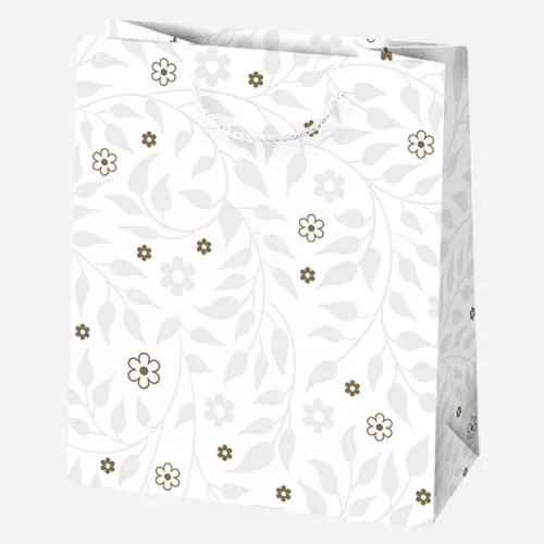 Mintás White papír ajándéktasak, ajándékzacskó 19x23x10,5 cm