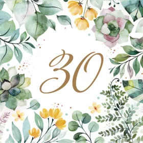 Happy Birthday 30 Floral Frame szalvéta 20 db-os 33x33 cm