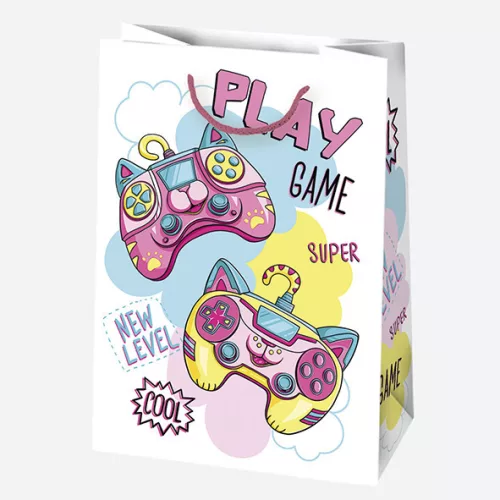 Színes Party papír ajándéktasak, ajándékzacskó 23x32x11 cm