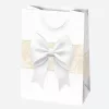 Fehér Bow papír ajándéktasak, ajándékzacskó 23x32x11 cm