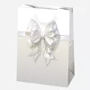Fehér Bow papír ajándéktasak, ajándékzacskó 23x32x11 cm