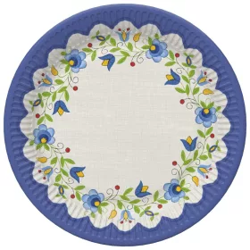 Hímzés Folk papírtányér 8 db-os 22,7 cm