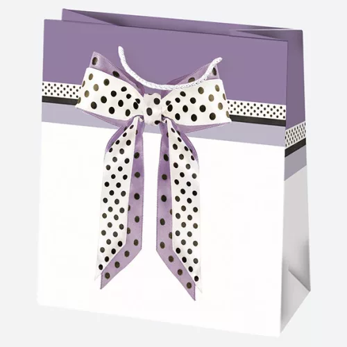 Színes Bow papír ajándéktasak, ajándékzacskó 15,5x15,5x8 cm