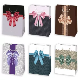   Színes Elegant Bow papír ajándéktasak, ajándékzacskó 23x32x11 cm