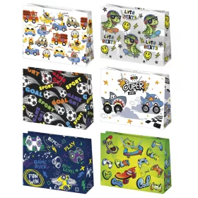   Fiús Playtime papír ajándéktasak, ajándékzacskó 30x23x10 cm