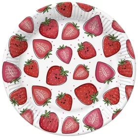 Gyümölcs Strawberries papírtányér 8 db-os 22,7 cm