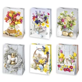   Húsvét Tulips papír ajándéktasak, ajándékzacskó 19x23x10,5 cm