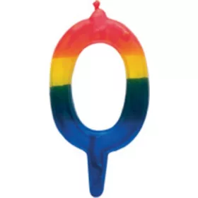 Színes Striped tortagyertya, számgyertya 0-ás