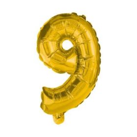 Arany Gold mini 9-es szám fólia lufi 35 cm