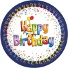 Happy Birthday Multicolor papírtányér 8 db-os 20 cm FSC
