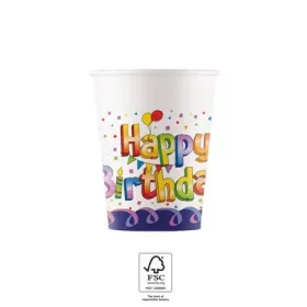 Happy Birthday Multicolor papír pohár 8 db-os 200 ml FSC