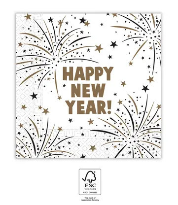 Happy New Year Flares szalvéta 20 db-os 33x33 cm FSC