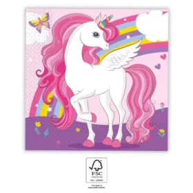 Unikornis Rainbow Colors szalvéta 20 db-os 33x33 cm FSC