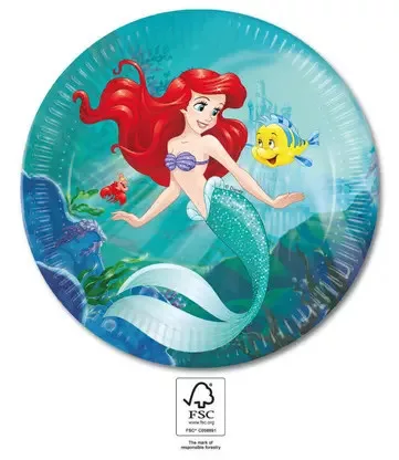 Disney Hercegnők Ariel Curious papírtányér 8 db-os 23 cm FSC
