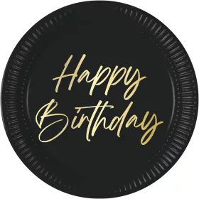 Happy Birthday Elegant papírtányér 8 db-os 23 cm FSC