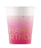 Happy Birthday Golden Pink papír pohár 8 db-os 200 ml FSC