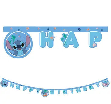 Disney Lilo és Stitch, A csillagkutya Angel Happy Birthday felirat FSC 2 m