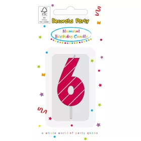 Színes Pink Pattern 6-os tortagyertya, számgyertya