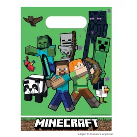   Minecraft Green műanyag ajándéktasak, ajándékzacskó 6 db-os