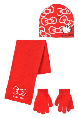Hello Kitty Bow gyerek sapka + sál + kesztyű szett 52-54 cm