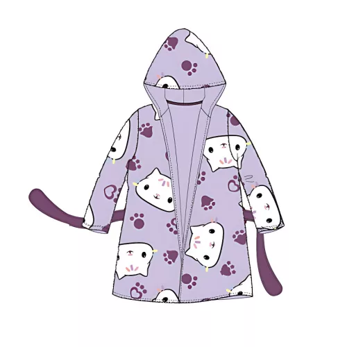 Gabi babaháza Cat Purple gyerek köntös 3 - 8 év / 98 - 128 cm