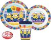Minyonok Striped étkészlet, micro műanyag szett, pohárral 260 ml