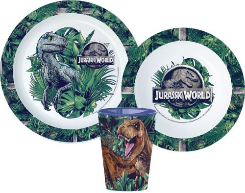 Jurassic World étkészlet, micro műanyag szett, pohárral 260 ml