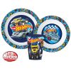 Hot Wheels Blue Fire étkészlet, micro műanyag szett pohárral 260 ml