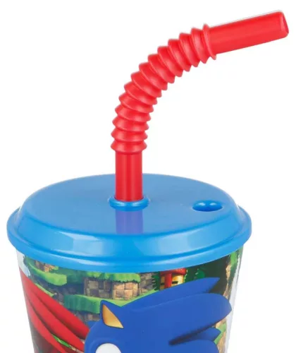 Sonic a sündisznó Adventure szívószálas pohár, műanyag 430 ml