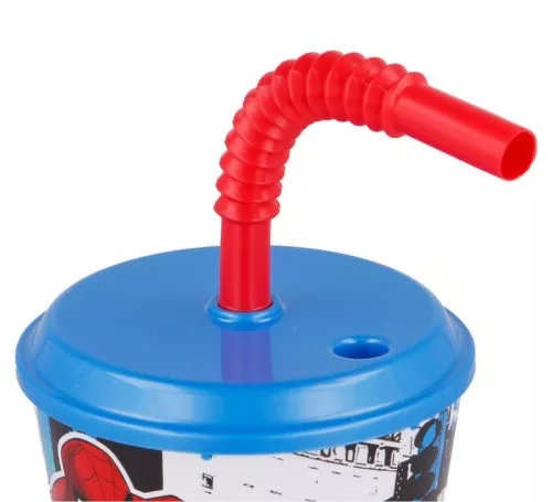 Pókember Streets szívószálas pohár, műanyag 430 ml