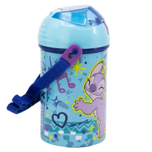 Disney Lilo és Stitch, A csillagkutya Dance műanyag szívószálas kulacs akasztóval 450 ml