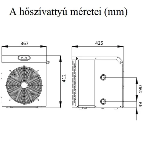 Medence hőszivattyú, Fairland Mini HP SHP03, kompakt, energiatakarékos, R32 hűtőközeg, titán hőcserélő, plug and play, max. 40°C, 3,5 kW