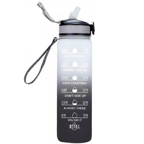 Motivációs sport kulacs 1000 ml, fehér/fekete