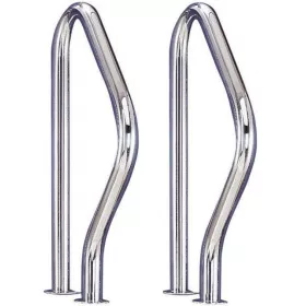   Medence korlát, AISI316L, 795 x 490 mm, ezüst, rozsdamentes acél, polírozott, karimás rögzítés, 1 pár